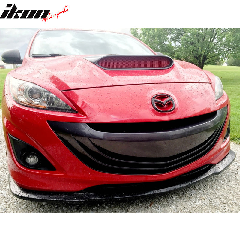 Front Lip Compatible With 2010-2013 Mazda 3, Sport Style Unpainted Black Polyurethane (PU) Spoiler Splitter Valance Chin Bodykit by IKON MOTORSPORTS, 2011 2012