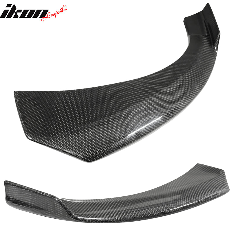 IKON MOTORSPORTS, Front Splitters Compatible With 2013-2016 Mercedes-Benz W117 CLA Class Sedan , Matte Carbon Fiber PIE Style Front Bumper Lip Chin Spoiler Wing 2PC, 2014 2015