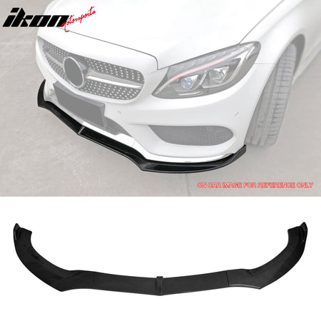 IKON MOTORSPORTS Front Bumper Lip, Compatible with 2015-2018 Mercedes-Benz W205 C-Class, DP Style PP Polypropylene Air Dam Chin Spoiler Protector Splitter 3PCS