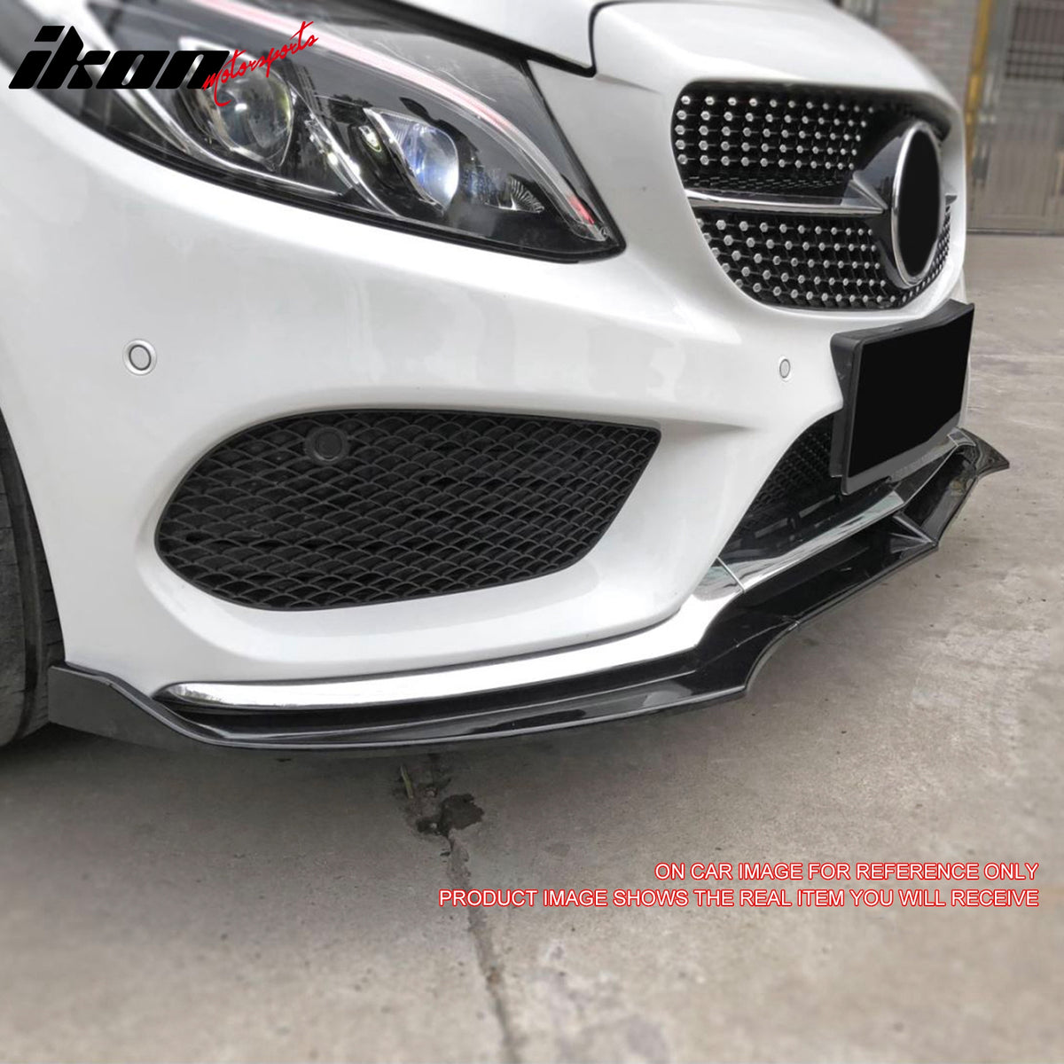 IKON MOTORSPORTS Front Bumper Lip, Compatible with 2015-2018 Mercedes-Benz W205 C-Class, DP Style PP Polypropylene Air Dam Chin Spoiler Protector Splitter 3PCS