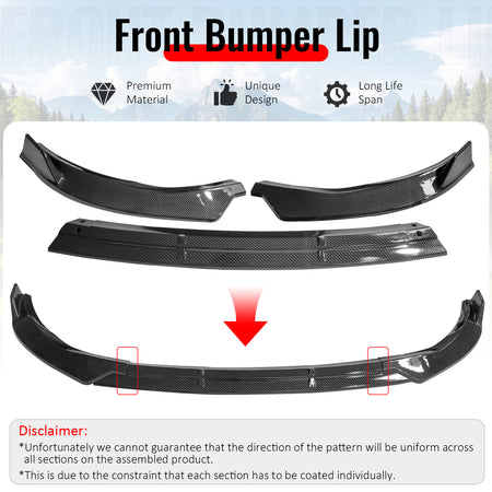 For 19-22 Benz C-Class C43 AMG C300 BR Style Front Bumper Lip Carbon Fiber Print