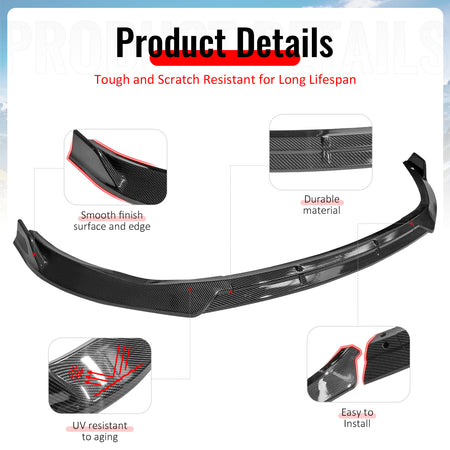 For 19-22 Benz C-Class C43 AMG C300 BR Style Front Bumper Lip Carbon Fiber Print