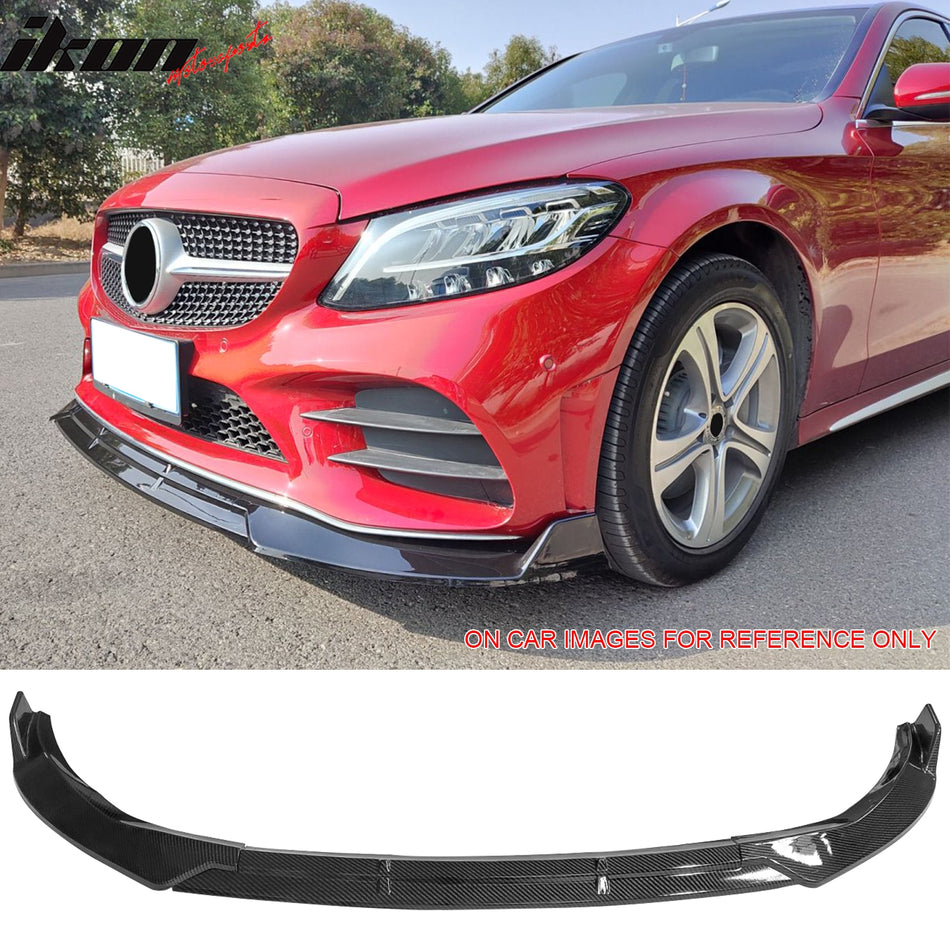 2019-2022 Benz W205 C-Class C200 C300 C43 AMG BR Style Carbon Fiber Print Front Bumper Lip PP