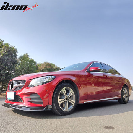 For 19-22 Benz W205 C-Class C200 C300 C180 BR Style Front Bumper Lip Gloss Black