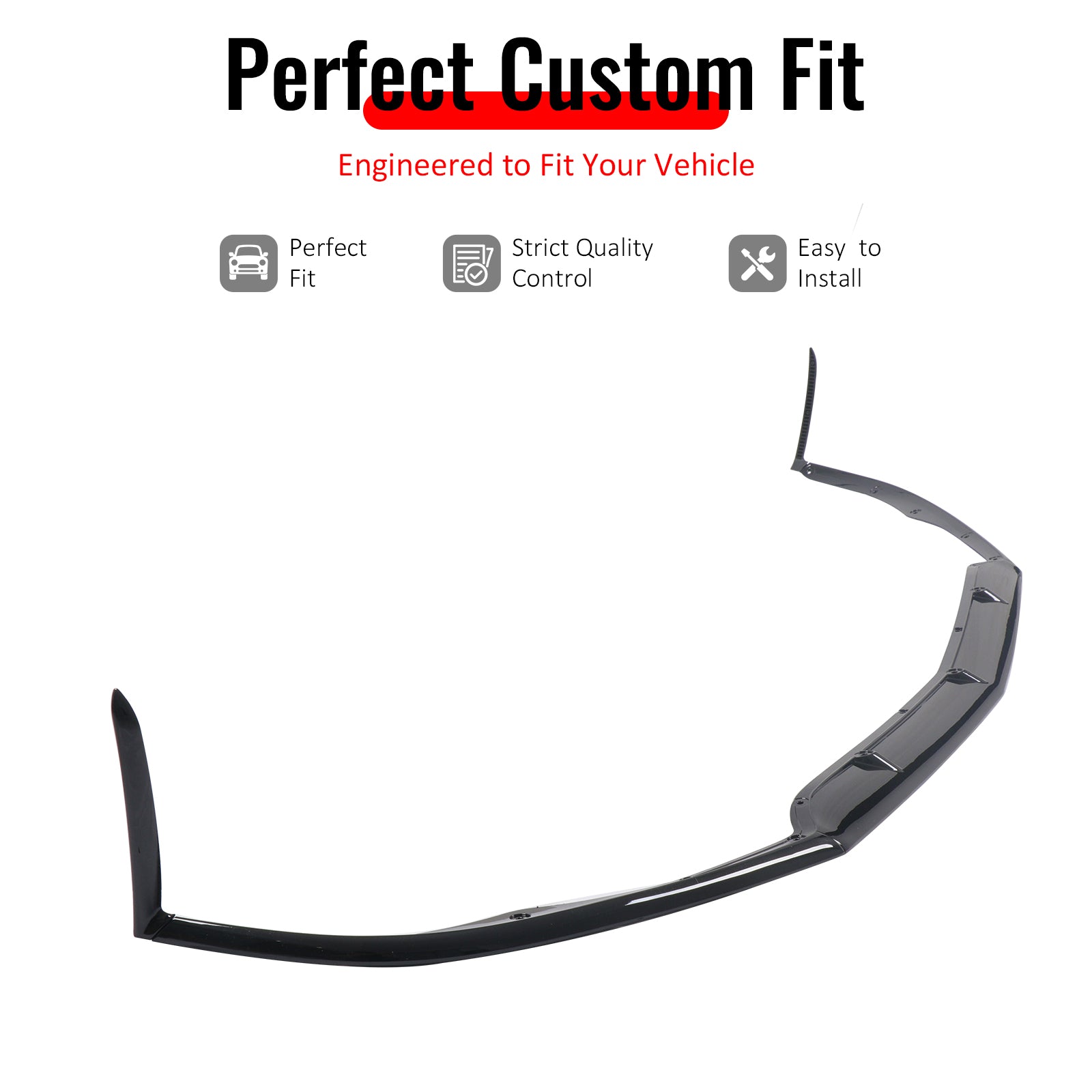 IKON MOTORSPORTS Front Bumper Lip, Compatible with 2015-2021 Benz C-Class W205 C63 AMG S, C63 Style Gloss Black ABS Plastic Add-on Air Dam Chin Spoiler Protector Splitter 3PCS