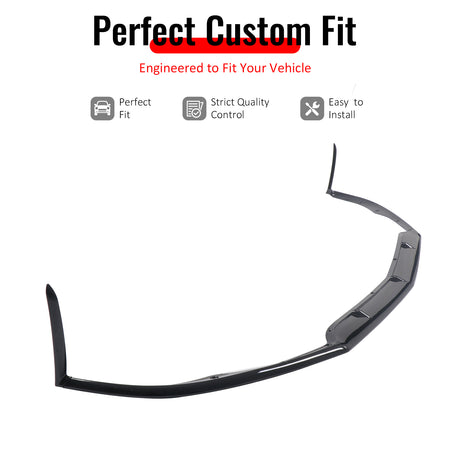 IKON MOTORSPORTS Front Bumper Lip, Compatible with 2015-2021 Benz C-Class W205 C63 AMG S, C63 Style Gloss Black ABS Plastic Add-on Air Dam Chin Spoiler Protector Splitter 3PCS