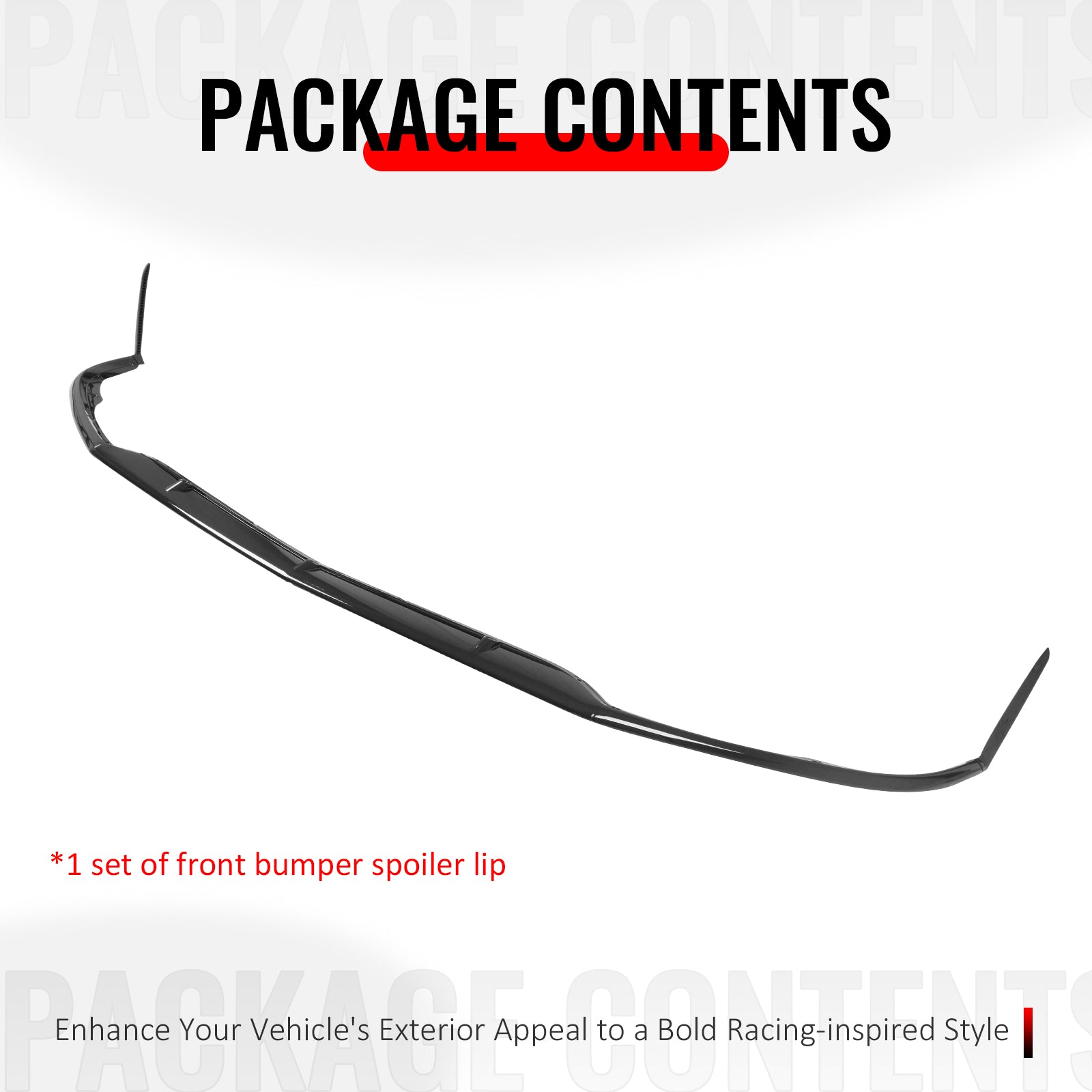 Fits 15-21 Benz C-Class W205 C63 AMG S Front Bumper Lip Spoiler Gloss Black PP