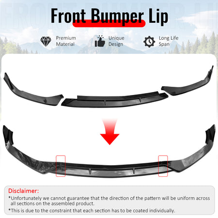 Fits 22-26 Benz W206 C-Class C300 BR Style Front Bumper Lip Carbon Fiber Print