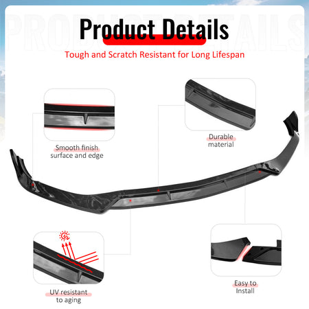 Fits 22-26 Benz W206 C-Class C300 BR Style Front Bumper Lip Carbon Fiber Print