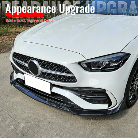Fits 22-26 Benz W206 C-Class C300 BR Style Front Bumper Lip Carbon Fiber Print