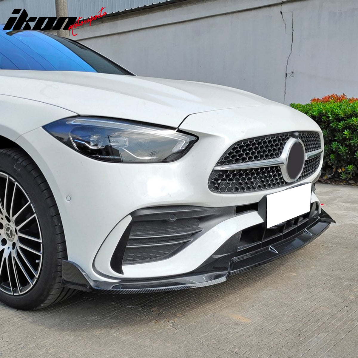 Fits 22-26 Benz W206 C-Class C300 BR Style Front Bumper Lip Carbon Fiber Print