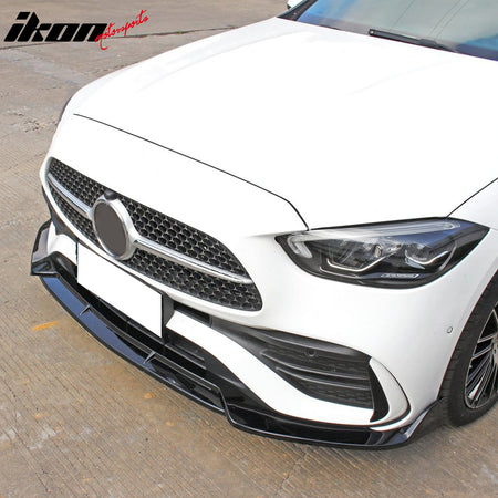 Fits 22-26 Benz W206 C-Class C200 C300 4DR BR Style Front Bumper Lip Gloss Black