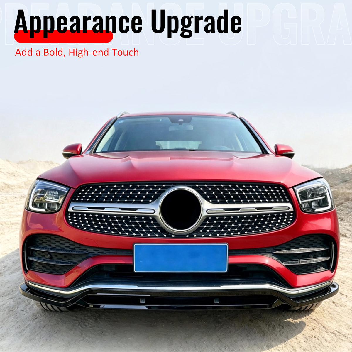 Fits 20-23 Benz X253 C253 GLC43 AMG IKON Style Front Bumper Lip ABS Gloss Black