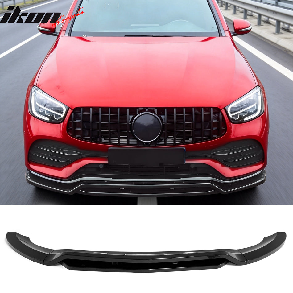 2020-2022 Benz X253 GLC43 AMG SUV & 2020-2023 C253 4PCS Front Lower Bumper Lip Air Dam Chin Spoiler Splitter IKON Style Gloss Black ABS Plastic