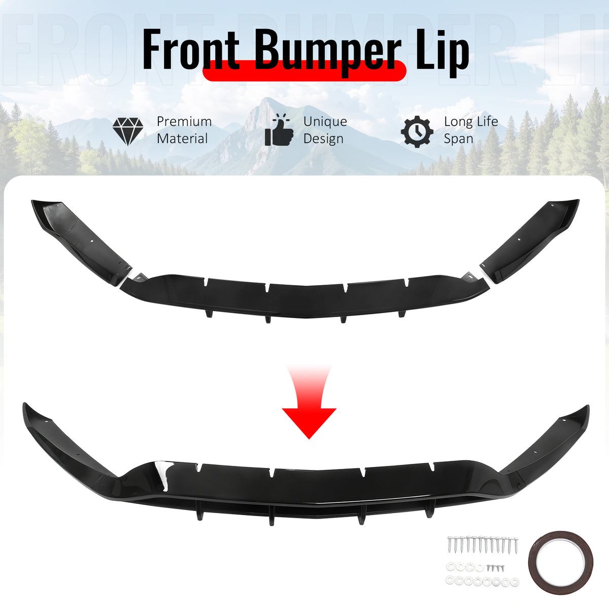 Fits 20-23 Benz X253 C253 GLC43 AMG Performance Style Front Lip Gloss Black ABS