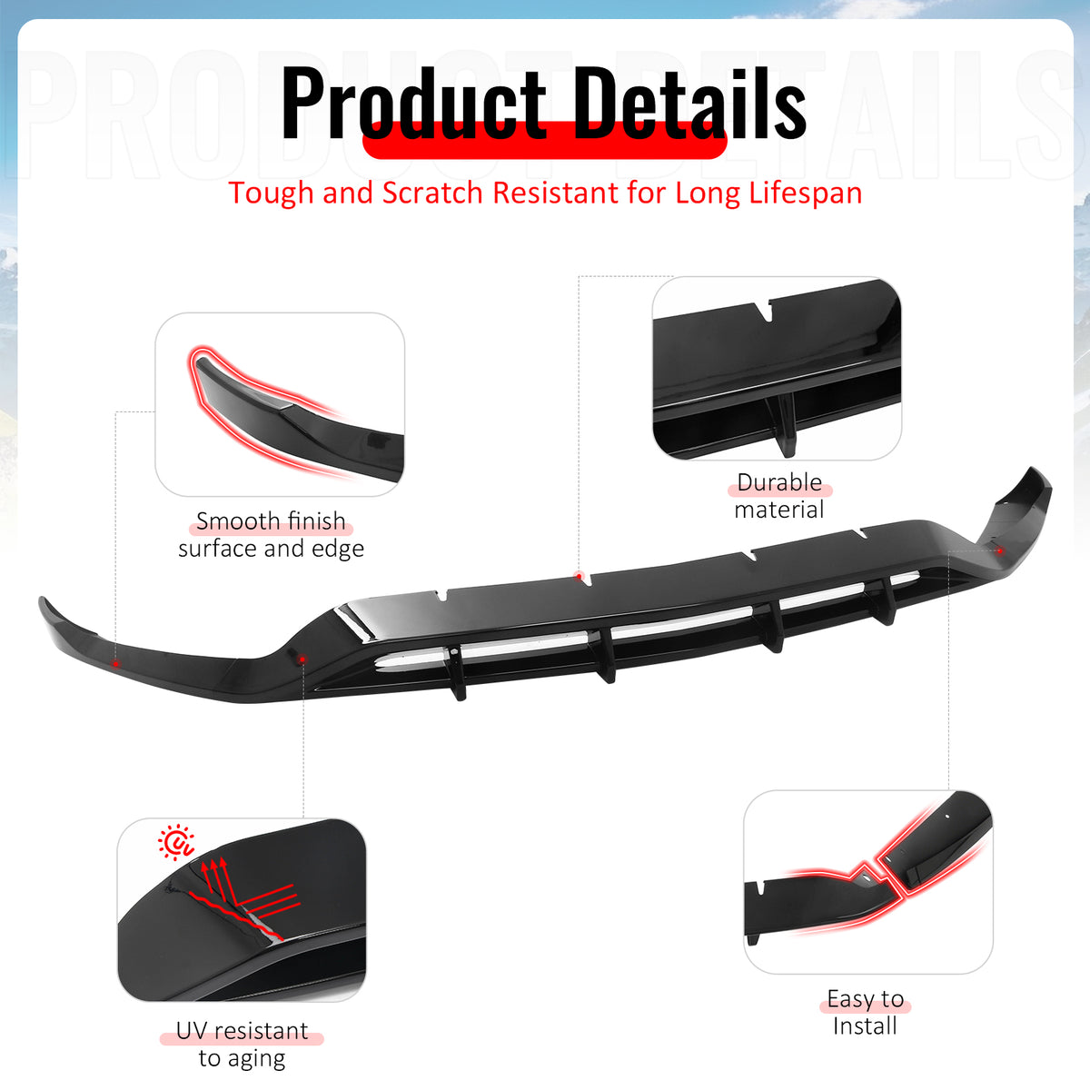 Fits 20-23 Benz X253 C253 GLC43 AMG Performance Style Front Lip Gloss Black ABS