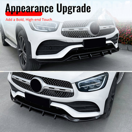 Fits 20-23 Benz X253 C253 GLC43 AMG Performance Style Front Lip Gloss Black ABS