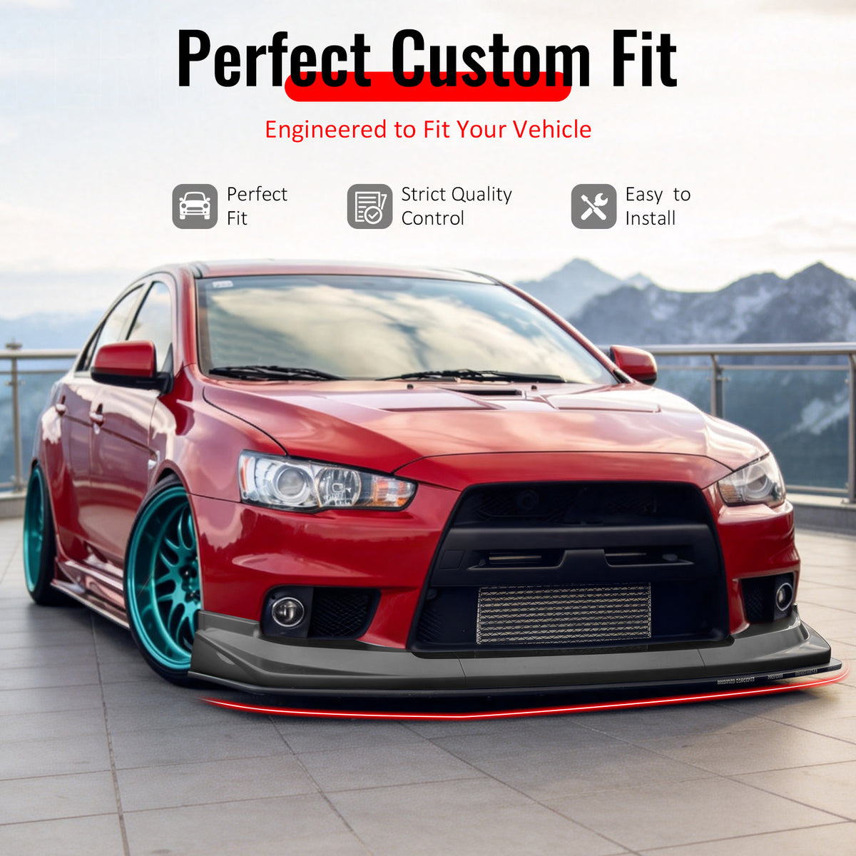 Fit 2008-2015 Mitsubishi Lancer Evolution Front Bumper Lip Vortex Style PU