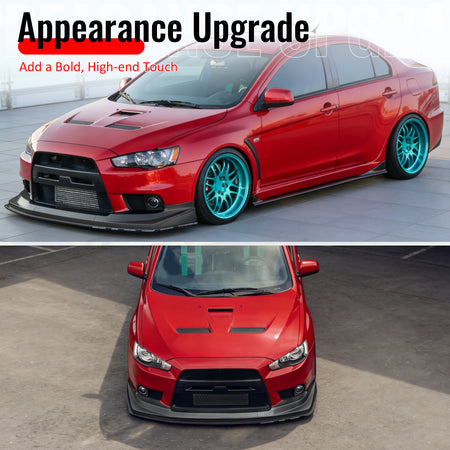 Fits 08-15 Mitsubishi Lancer Evolution Vortex Style Front Bumper Lip PU 3PCS