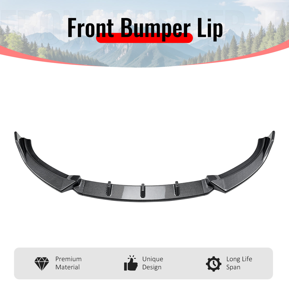 Fits 09-12 Mazda MX-5 Miata Carbon Fiber Print Front Bumper Lip IKON Style 3PCS