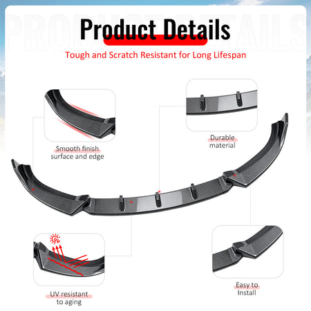 Fits 09-12 Mazda MX-5 Miata Carbon Fiber Print Front Bumper Lip IKON Style 3PCS