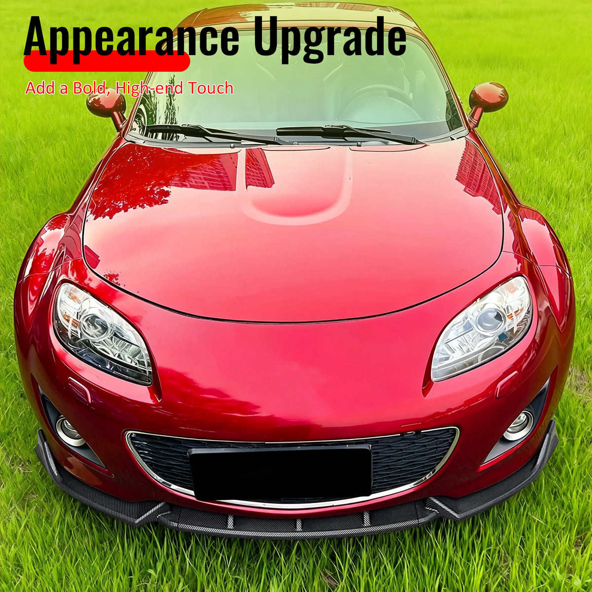 Fits 09-12 Mazda MX-5 Miata Carbon Fiber Print Front Bumper Lip IKON Style 3PCS