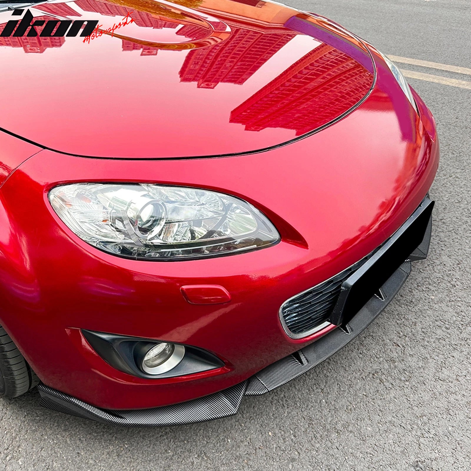 Fits 09-12 Mazda MX-5 Miata Carbon Fiber Print Front Bumper Lip IKON Style 3PCS