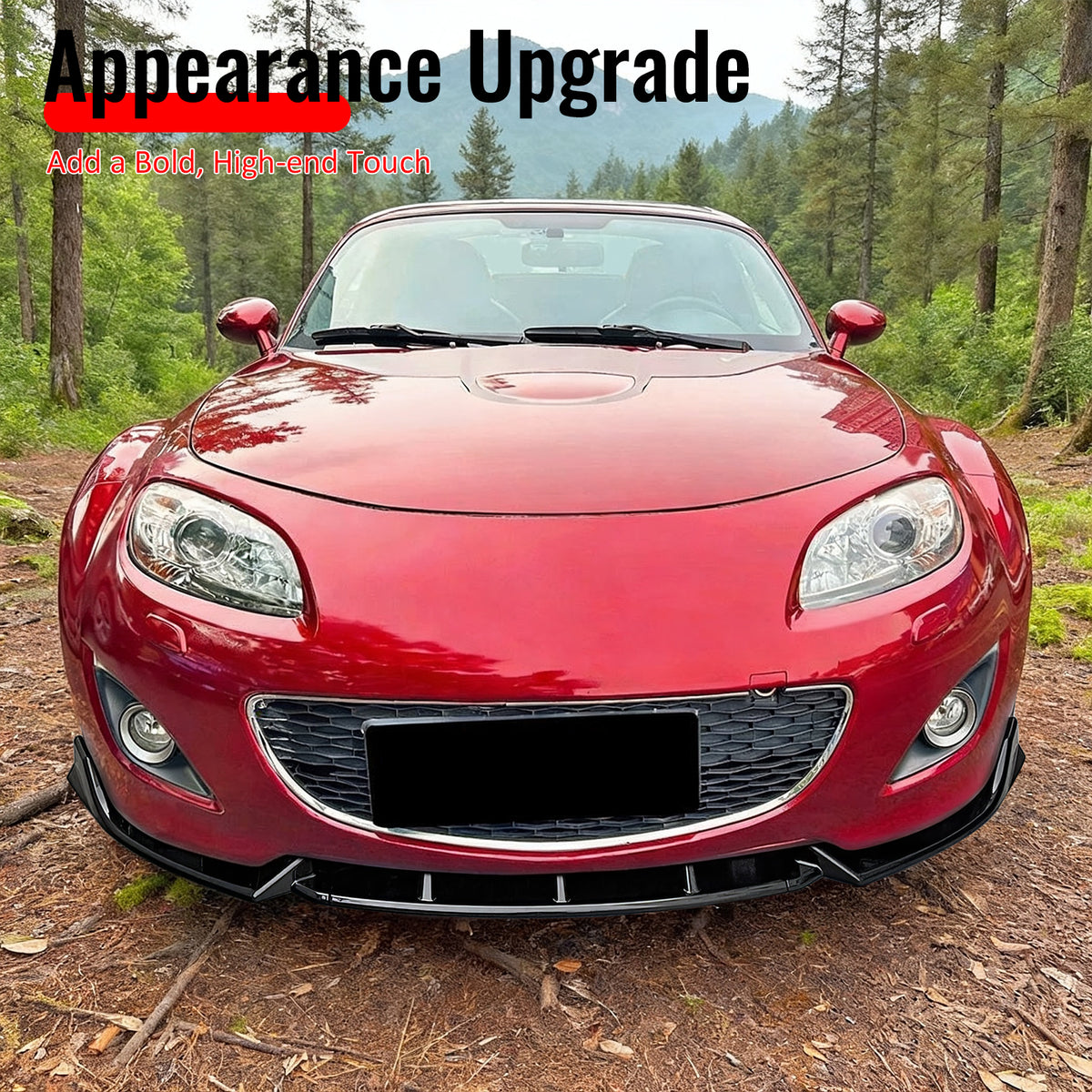 Fits 09-12 Mazda MX-5 Miata Gloss Black Front Bumper Lip IKON Style Spoiler 3PCS