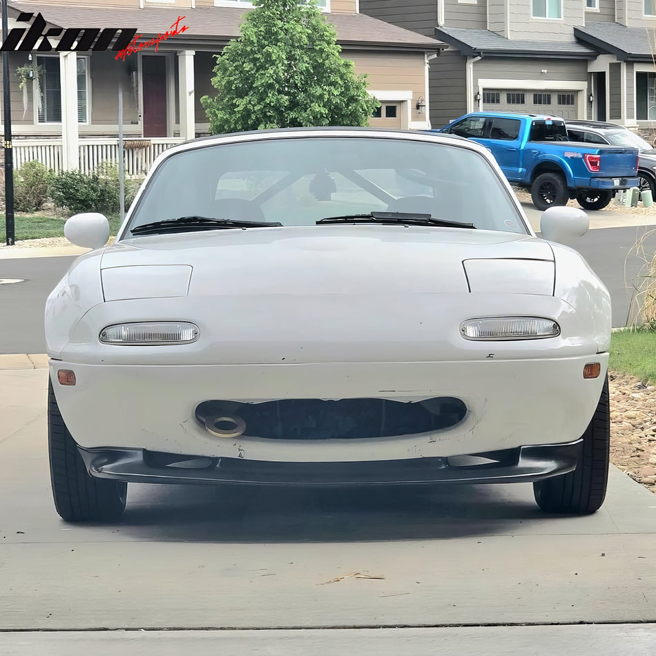 Front Bumper Lip Compatible With 1990-1997 Mazda Miata MX-5 All Models Type GV Style Black Spoiler Splitter Valance Fascia Cover Guard Protection Conversion by IKON MOTORSPORTS, 1991 1992 1993 1994