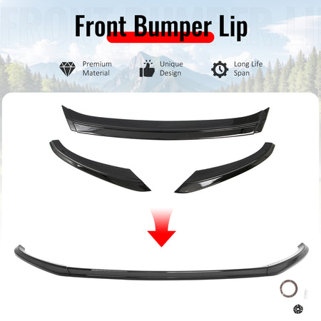 Fits 16-24 Mini F54 Cooper Clubman S MX Style Front Bumper Lip Gloss Black 3PCS
