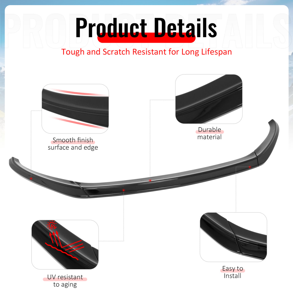 Fits 16-24 Mini F54 Cooper Clubman S MX Style Front Bumper Lip Gloss Black 3PCS