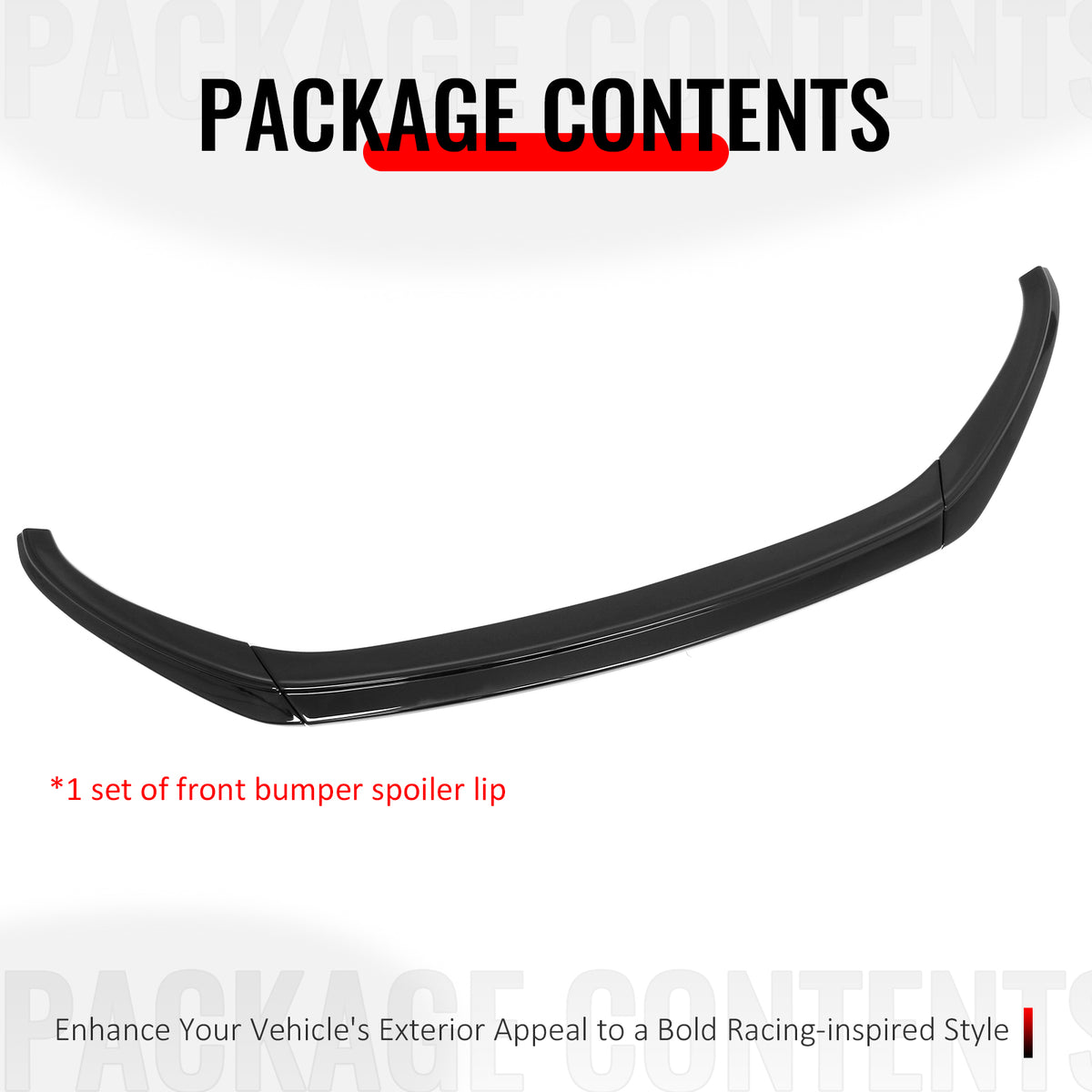Fits 16-24 Mini F54 Cooper Clubman S MX Style Front Bumper Lip Gloss Black 3PCS