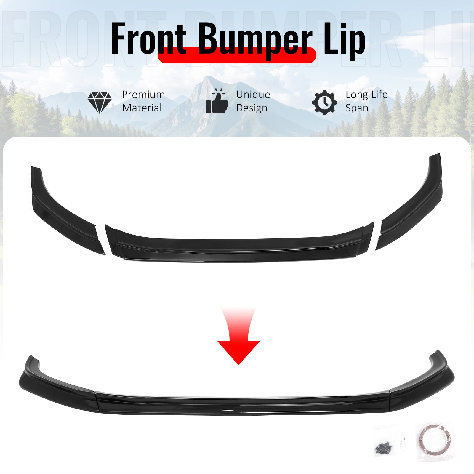 For 2022-2024 Mini Cooper F55 F56 DAG Style Front Bumper Lip Spoiler Gloss Black