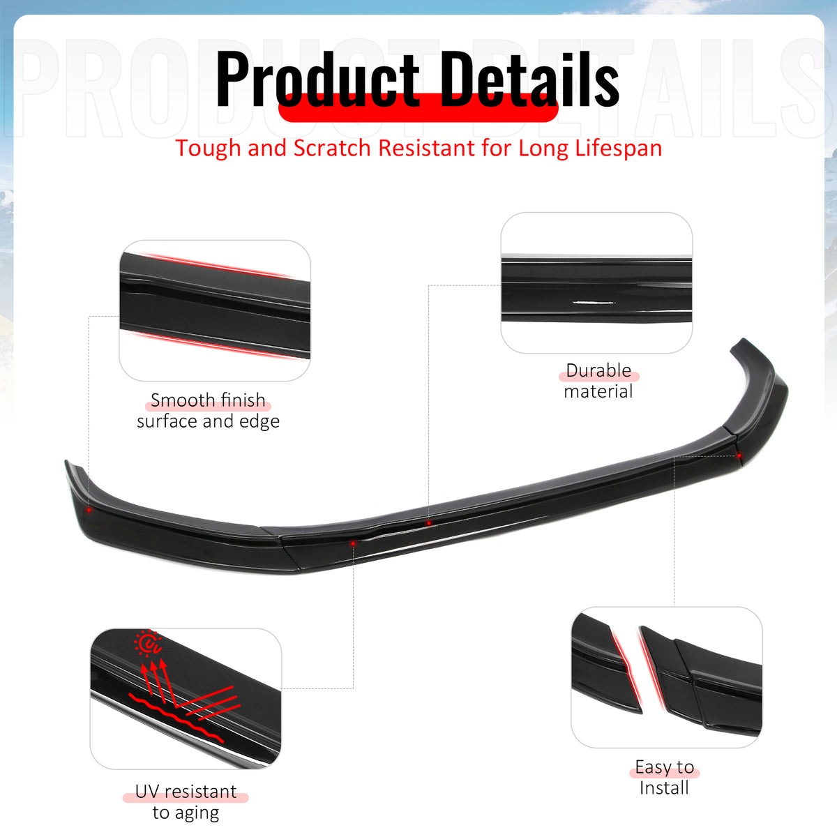 For 2022-2024 Mini Cooper F55 F56 DAG Style Front Bumper Lip Spoiler Gloss Black