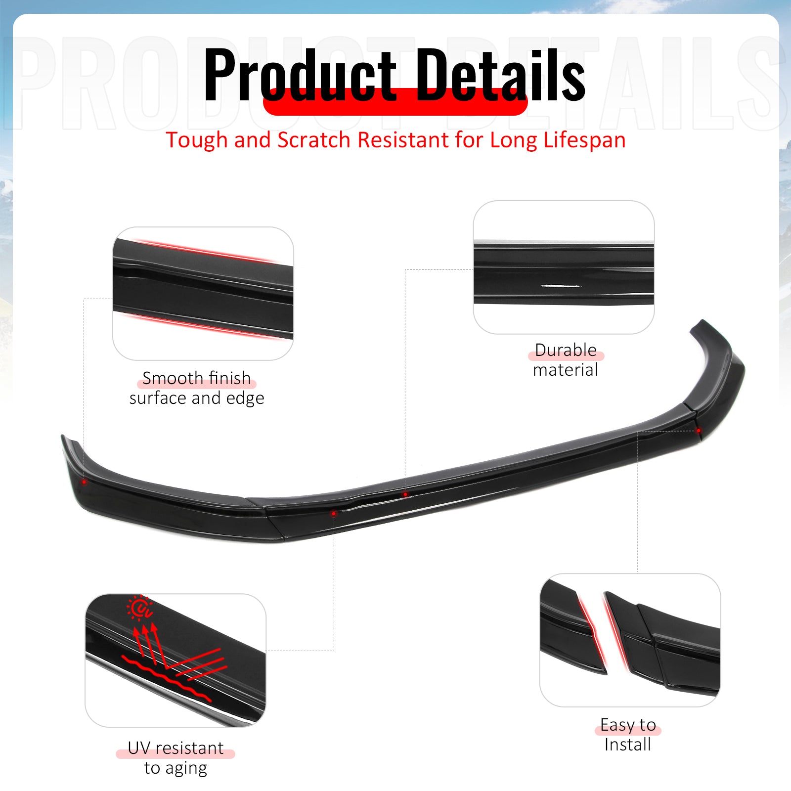 For 2022-2024 Mini Cooper F55 F56 DAG Style Front Bumper Lip Spoiler Gloss Black