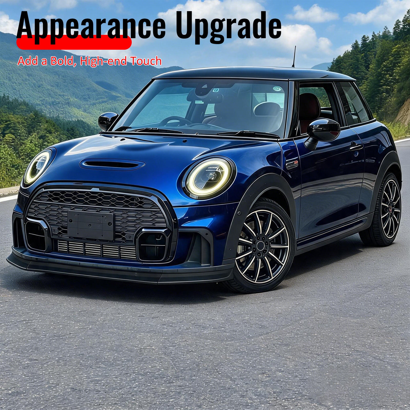 For 2022-2024 Mini Cooper F55 F56 DAG Style Front Bumper Lip Spoiler Gloss Black