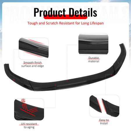 Fits 22-24 Mini Cooper F55 F56 Hatchback MX Style Front Bumper Lip Gloss Black