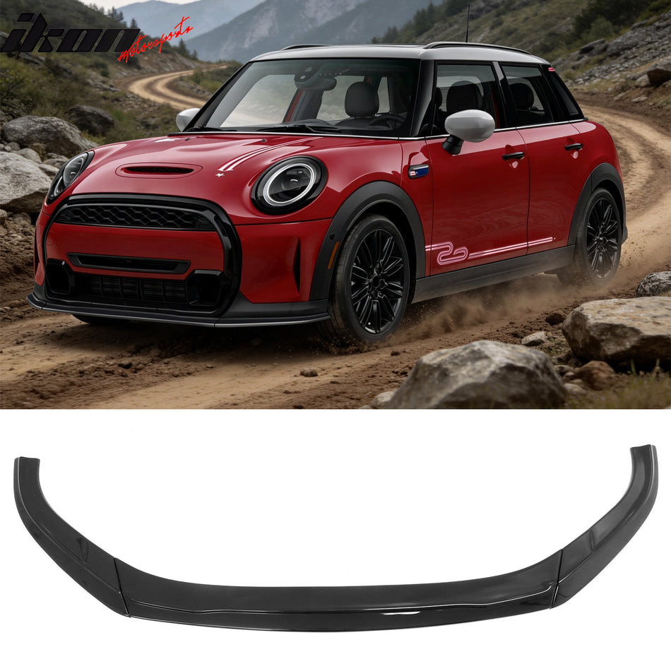 2022-2024 Mini Cooper F55 F56 Hardtop Hatchback 3PCS Front Lower Bumper Lip Air Dam Chin Spoiler Splitter MX Style Painted Gloss Black ABS