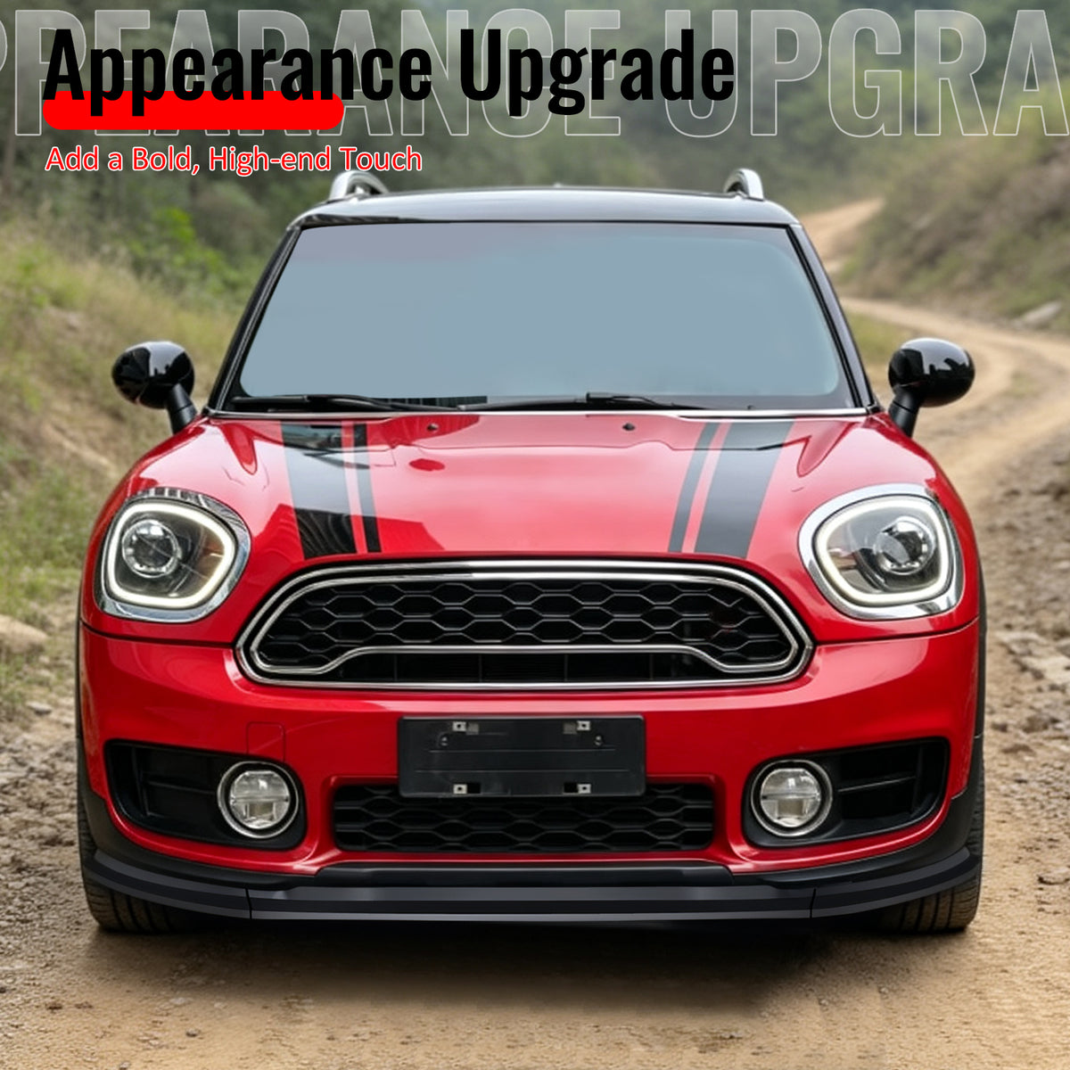 Fits 17-20 Mini F60 Cooper Countryman S MX Style Front Bumper Lip Gloss Black