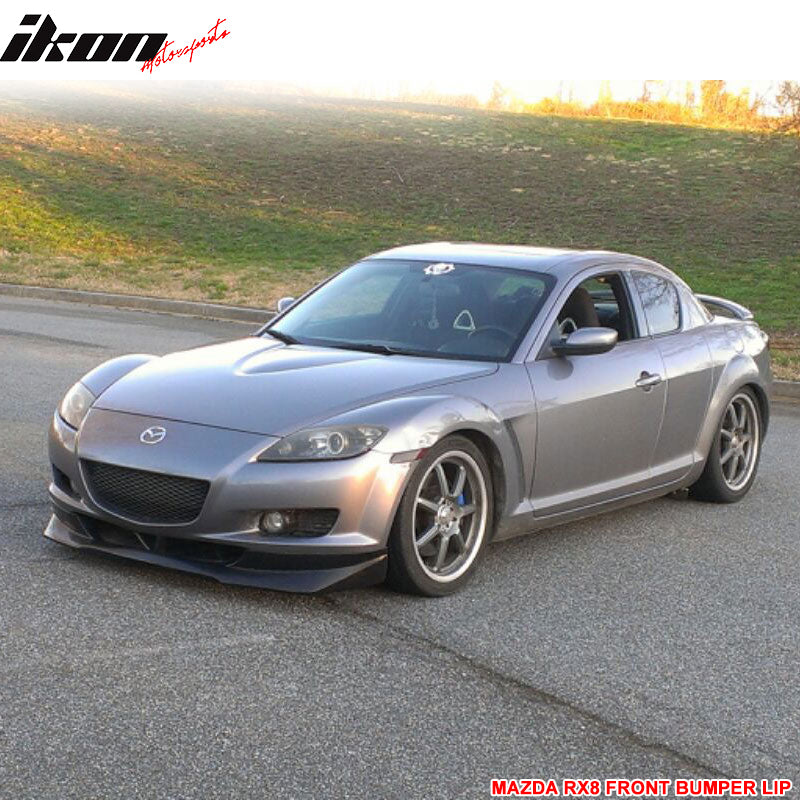 Front Bumper Lip Compatible With 2004-2008 Mazda RX-8, Rx 8 EVO Front Bumper Lip Spoiler Poly Urethane PU Unpainted Black by IKON MOTORSPORTS, 2005 2006 2007