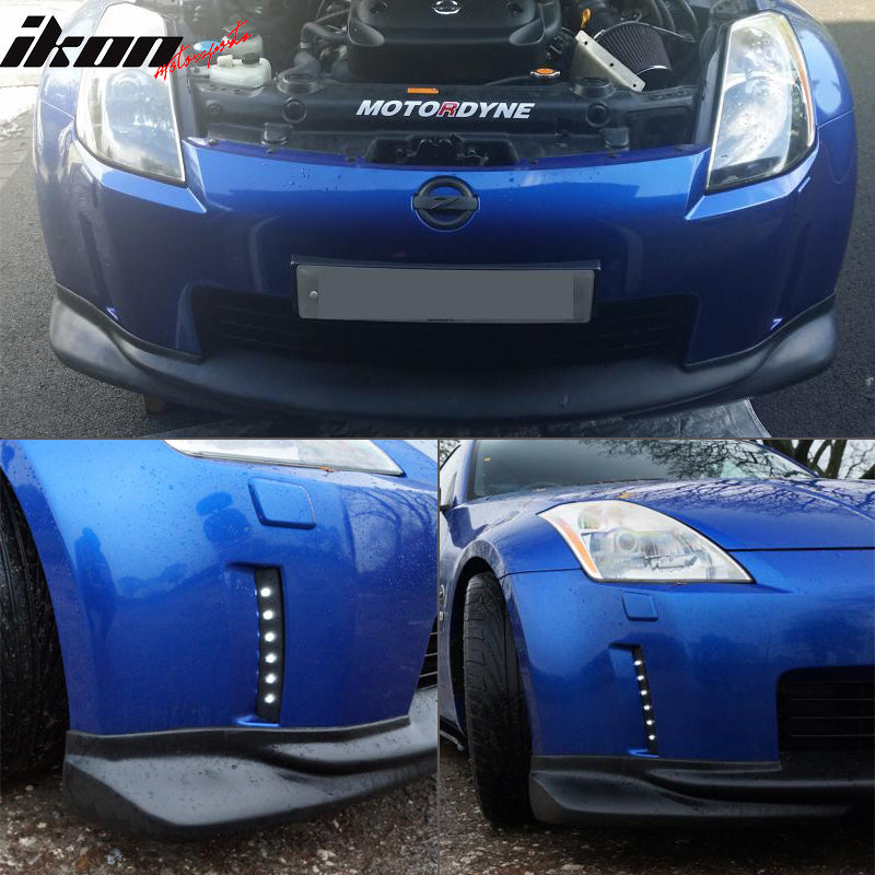 Front Bumper Lip Compatible With 2006-2009 Nissan Fairlady Z Z33 350Z,JDM KS Style Black Air Dam Chin Diffuser Finisher Underspoiler Add On by IKON MOTORSPORTS , 2007 2008