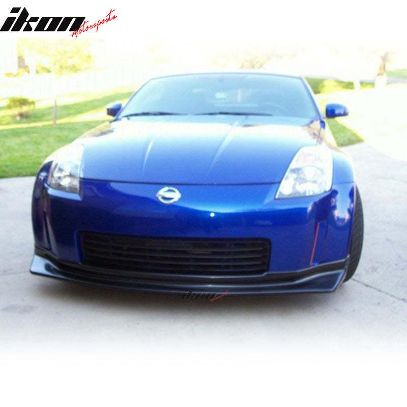 Front Bumper Lip Compatible With 2006-2009 Nissan 350Z, JDM N-Style Black PU Front Lip Finisher Under Chin Spoiler Add On by IKON MOTORSPORTS, 2007 2008