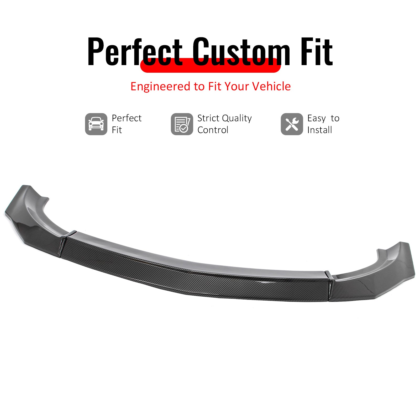 IKON MOTORSPORTS Front Bumper Lip, Compatible with 2023-2026 Nissan Z (400Z), IKON Style Carbon Fiber Print ABS Plastic Add-on Air Dam Chin Spoiler Protector Splitter 3PCS