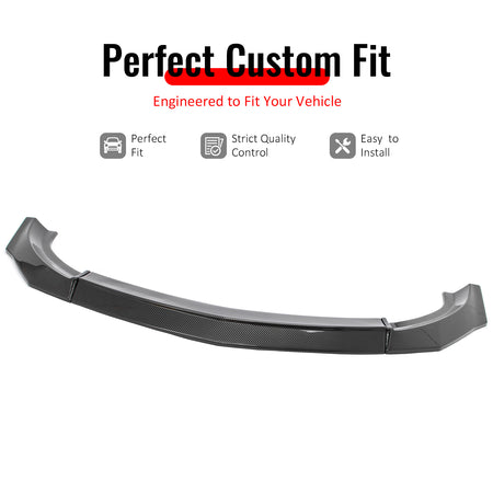 IKON MOTORSPORTS Front Bumper Lip, Compatible with 2023-2026 Nissan Z (400Z), IKON Style Carbon Fiber Print ABS Plastic Add-on Air Dam Chin Spoiler Protector Splitter 3PCS
