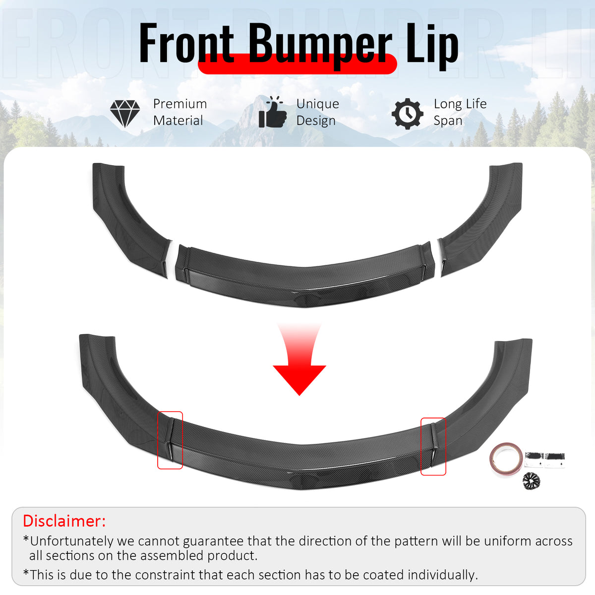 Fits 23-26 Nissan Z IKON Style Front Bumper Lip Chin Spoiler Carbon Fiber Print
