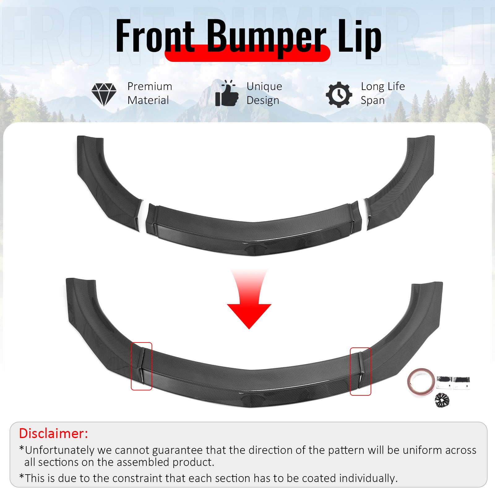 Fits 23-26 Nissan Z IKON Style Front Bumper Lip Chin Spoiler Carbon Fiber Print