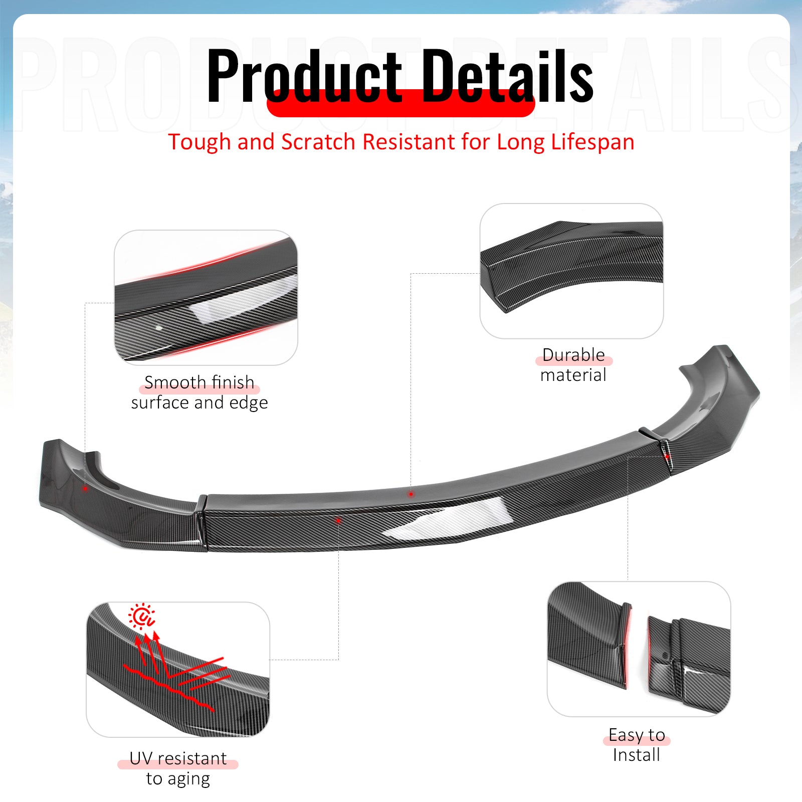 Fits 23-26 Nissan Z IKON Style Front Bumper Lip Chin Spoiler Carbon Fiber Print