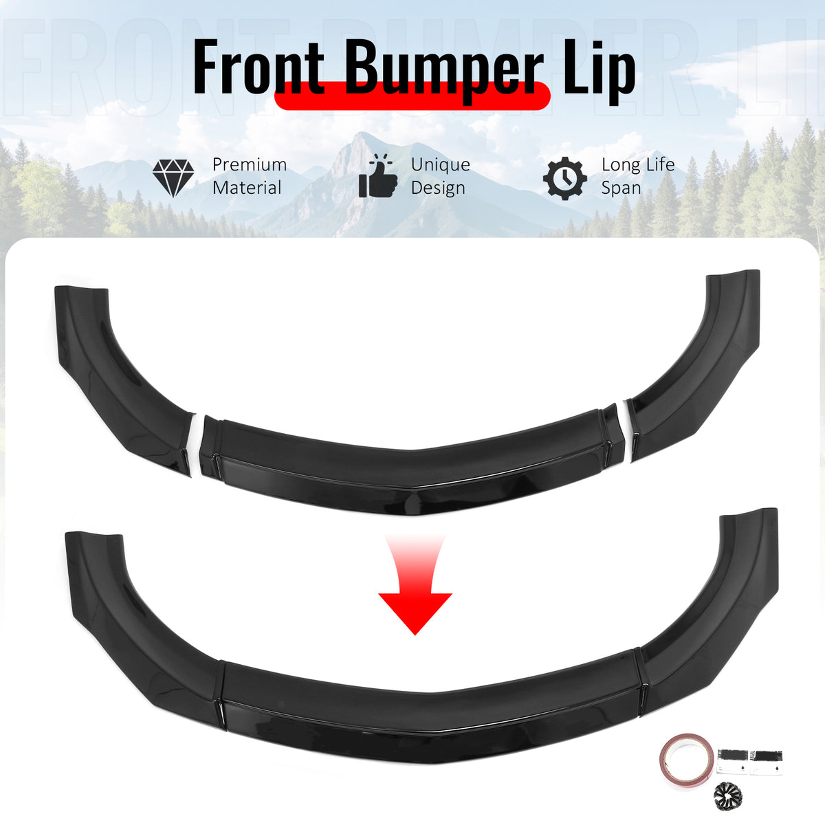 For 23-26 Nissan Z 400Z IKON Style Front Bumper Lip Chin Spoiler Gloss Black ABS