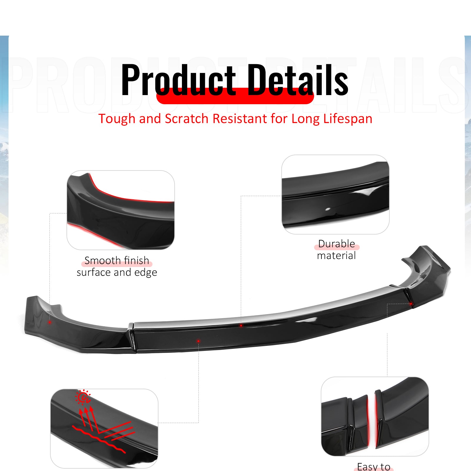 For 23-26 Nissan Z 400Z IKON Style Front Bumper Lip Chin Spoiler Gloss Black ABS