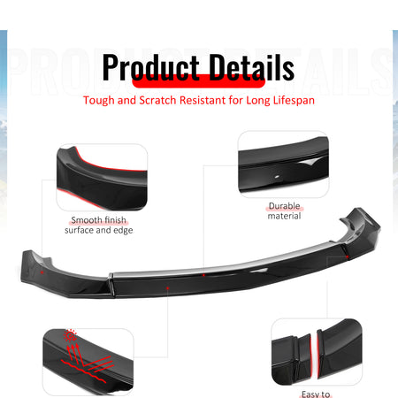 For 23-26 Nissan Z 400Z IKON Style Front Bumper Lip Chin Spoiler Gloss Black ABS